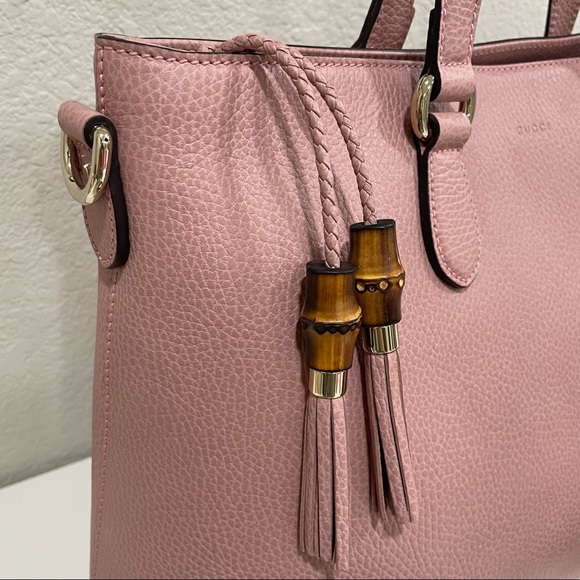 NEW Gucci Pink Leather Bamboo Tassel Tote Shoulder Strap - Picture 4 of 13